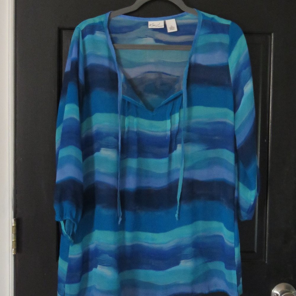Sheer Lightweight striped Blues Blouse